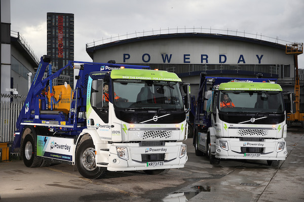 CAPITAL GAINS: POWERDAY PUTS TWO VOLVO FE ELECTRIC SKIPLOADERS TO WORK IN LONDON