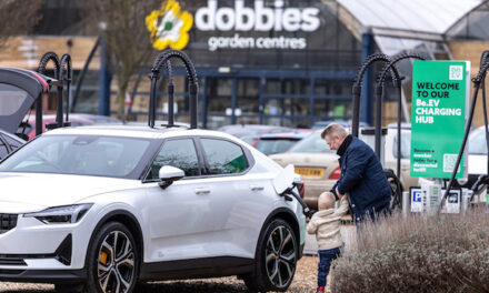 Electric vehicle charging in full bloom at Dobbies Garden Centre Huntingdon