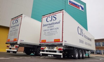 TWO NEW UK-BUILT SCHMITZ CARGOBULL TRAILERS FLY INTO AVIATION EXPERTS CJS INTERNATIONAL